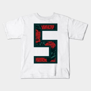 Modern Rose Floral Initial Name Alphabet - Letter S Kids T-Shirt